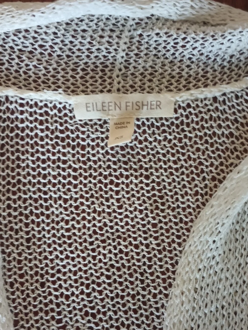 Eileen Fisher Lightweight Open-Front Cream Knit Cardigan